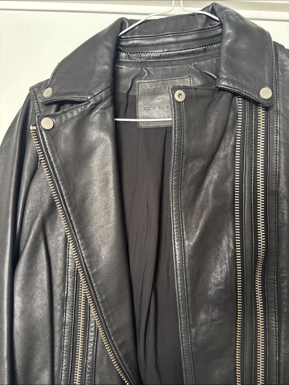 Black Leather Moto Jacket - Brand: all saints - Picture 3 of 4